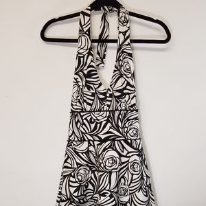 Jessica Howard Dress Halter White Black Rose 8